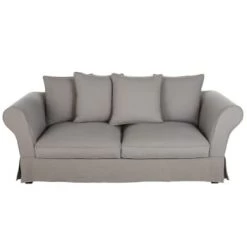 Maisons Du Monde Housses De Canapé Housse De Canapé Convertible 3/4 Places (12 Cm) En Lin Froissé Beige Ficelle -Housses de canapé Soldes housse de canape convertible 3 4 places 12 cm en lin froisse gris clair roma 1000 4 20 204446 1