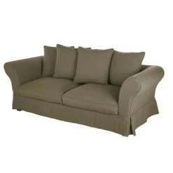 Maisons Du Monde Housses De Canapé Housse De Canapé Convertible 3/4 Places (12 Cm) En Lin Froissé Vert Kaki -Housses de canapé Soldes housse de canape convertible 3 4 places 12 cm en lin froisse vert kaki 1000 10 26 204452 3