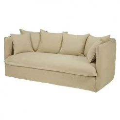Maisons Du Monde Housses De Canapé Housse De Canapé Convertible 3/4 Places En Lin Froissé Beige Ficelle -Housses de canapé Soldes housse de canape convertible 3 4 places en lin froisse beige ficelle 1000 16 36 204339 4