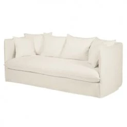 Maisons Du Monde Housses De Canapé Housse De Canapé Convertible 3/4 Places En Lin Froissé Blanc -Housses de canapé Soldes housse de canape convertible 3 4 places en lin froisse blanc 1000 15 35 204338 4