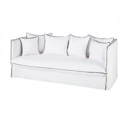 Maisons Du Monde Housses De Canapé Housse De Canapé Convertible 3/4 Places En Lin Froissé Blanc à Volants -Housses de canapé Soldes housse de canape convertible 3 4 places en lin froisse blanc a volants 1000 5 18 204362 3