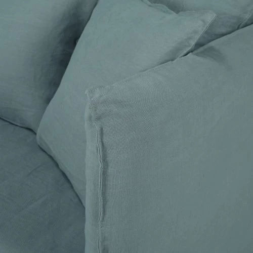 Maisons Du Monde Housses De Canapé Housse De Canapé Convertible 3/4 Places En Lin Froissé Bleu Céladon 6 Maisons Du Monde Housses De Canapé Housse De Canapé Convertible 3/4 Places En Lin Froissé Bleu Céladon – Image 4
