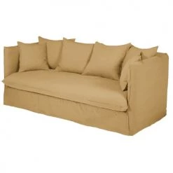 Maisons Du Monde Housses De Canapé Housse De Canapé Convertible 3/4 Places En Lin Froissé Ocre -Housses de canapé Soldes housse de canape convertible 3 4 places en lin froisse ocre 1000 11 7 204351 3