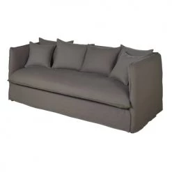 Maisons Du Monde Housses De Canapé Housse De Canapé Convertible 3/4 Places En Lin Supérieur Gris -Housses de canapé Soldes housse de canape convertible 3 4 places en lin superieur gris 1000 12 25 204369 4