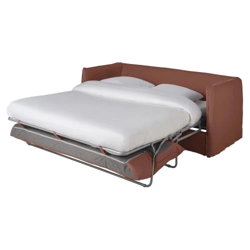 Maisons Du Monde Housses De Canapé Housse De Canapé Convertible 3/4 Places En Lin Supérieur Rouge Rhubarbe 4 Maisons Du Monde Housses De Canapé Housse De Canapé Convertible 3/4 Places En Lin Supérieur Rouge Rhubarbe – Image 2