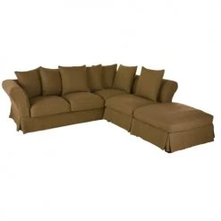 Maisons Du Monde Housses De Canapé Housse De Canapé D'angle Convertible 5 Places (matelas 12 Cm) En Lin Froissé Marron Havane -Housses de canapé Soldes housse de canape d angle convertible 5 places matelas 12 cm en lin froisse marron havane 1000 2 33 221597 3