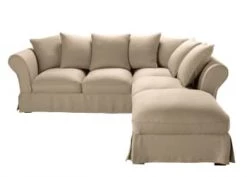 Maisons Du Monde Housses De Canapé Housse De Canapé D'angle Convertible (6 Cm) En Lin Froissé Gris Anthracite -Housses de canapé Soldes housse de canape d angle convertible 6 cm en lin froisse beige ficelle roma 1000 4 37 204463 1 5