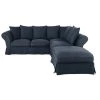 Maisons Du Monde Housses De Canapé Housse De Canapé D'angle Convertible (6 Cm) En Lin Froissé Bleu Nuit