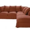 Maisons Du Monde Housses De Canapé Housse De Canapé D'angle Convertible (6 Cm) En Lin Froissé Terracotta