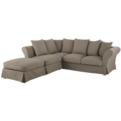 Maisons Du Monde Housses De Canapé Housse De Canapé D'angle Convertible 6 Places (matelas 12 Cm) Taupe 4 Maisons Du Monde Housses De Canapé Housse De Canapé D'angle Convertible 6 Places (matelas 12 Cm) Taupe – Image 2