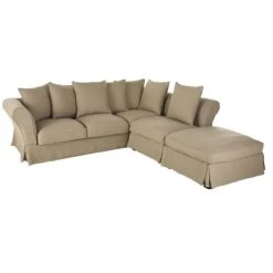 Maisons Du Monde Housses De Canapé Housse De Canapé D'angle Convertible En Lin Froissé Beige Ficelle -Housses de canapé Soldes housse de canape d angle convertible en lin froisse beige ficelle 1000 13 5 204472 3