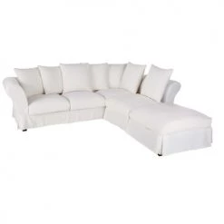 Maisons Du Monde Housses De Canapé Housse De Canapé D'angle Convertible En Lin Froissé Blanc -Housses de canapé Soldes housse de canape d angle convertible en lin froisse blanc 1000 12 4 204471 3