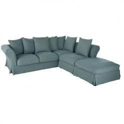 Maisons Du Monde Housses De Canapé Housse De Canapé D'angle Convertible En Lin Froissé Bleu Céladon -Housses de canapé Soldes housse de canape d angle convertible en lin froisse bleu celadon 1000 16 8 204475 3