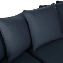 Maisons Du Monde Housses De Canapé Housse De Canapé D'angle Convertible En Lin Froissé Bleu Nuit -Housses de canapé Soldes housse de canape d angle convertible en lin froisse bleu nuit 1000 0 9 204476 4