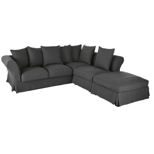 Maisons Du Monde Housses De Canapé Housse De Canapé D'angle Convertible En Lin Froissé Gris Anthracite 5 Maisons Du Monde Housses De Canapé Housse De Canapé D'angle Convertible En Lin Froissé Gris Anthracite – Image 3