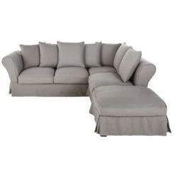 Maisons Du Monde Housses De Canapé Housse De Canapé D'angle Convertible En Lin Froissé Gris Clair