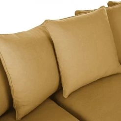 Maisons Du Monde Housses De Canapé Housse De Canapé D'angle Convertible En Lin Froissé Ocre -Housses de canapé Soldes housse de canape d angle convertible en lin froisse ocre 1000 2 11 204478 4