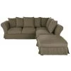 Maisons Du Monde Housses De Canapé Housse De Canapé D'angle Convertible En Lin Froissé Vert Kaki -Housses de canapé Soldes housse de canape d angle convertible en lin froisse vert kaki 1000 3 12 204479 1