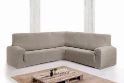 Eysa Housses De Canapé Housse De Canapé En Coin 3+2 Places Taupe 600 Cm -Housses de canapé Soldes housse de canape en coin 3 2 places taupe 600 cm 2