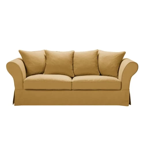 Maisons Du Monde Housses De Canapé Housse De Canapé Fixe Et Convertible 3/4 Places (6 Cm)en Lin Froissé Ocre 3 Maisons Du Monde Housses De Canapé Housse De Canapé Fixe Et Convertible 3/4 Places (6 Cm)en Lin Froissé Ocre