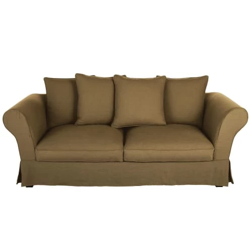 Maisons Du Monde Housses De Canapé Housse De Canapé-lit 3/4 Places (matelas 12 Cm) En Lin Froissé Marron Havane 3 Maisons Du Monde Housses De Canapé Housse De Canapé-lit 3/4 Places (matelas 12 Cm) En Lin Froissé Marron Havane