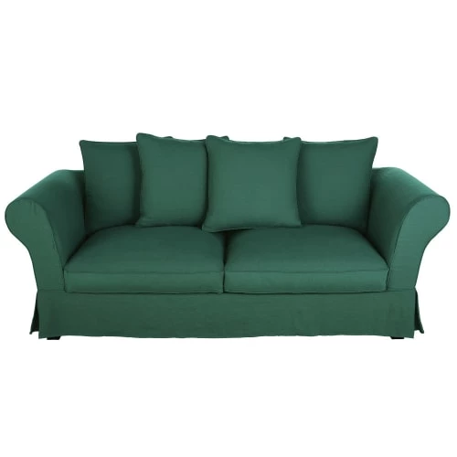 Maisons Du Monde Housses De Canapé Housse De Canapé-lit 3/4 Places (matelas 12 Cm) En Lin Froissé Vert 3 Maisons Du Monde Housses De Canapé Housse De Canapé-lit 3/4 Places (matelas 12 Cm) En Lin Froissé Vert