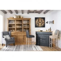 Maisons Du Monde Housses De Chaises Et Galettes De Chaises Housse De Chaise De Bar En Coton Anthracite -Housses de canapé Soldes housse de chaise de bar en coton anthracite 1000 9 21 147416 4