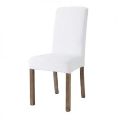 Maisons Du Monde Housses De Chaises Et Galettes De Chaises Housse De Chaise En Lin Lavé Blanche