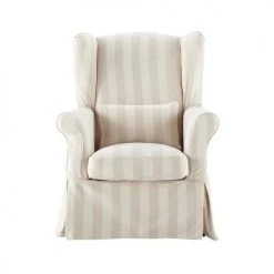 Housses de canapé Soldes -Housses de canapé Soldes housse de fauteuil a rayures en coton beige 1000 6 18 147413 1