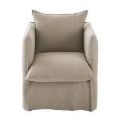 Maisons Du Monde Housses De Fauteuil Housse De Fauteuil En Lin Froissé Beige Ficelle