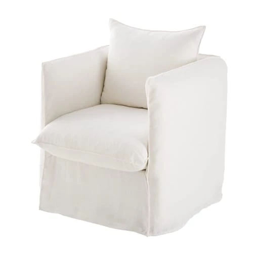 Maisons Du Monde Housses De Fauteuil Housse De Fauteuil En Lin Froissé Blanc 4 Maisons Du Monde Housses De Fauteuil Housse De Fauteuil En Lin Froissé Blanc – Image 2