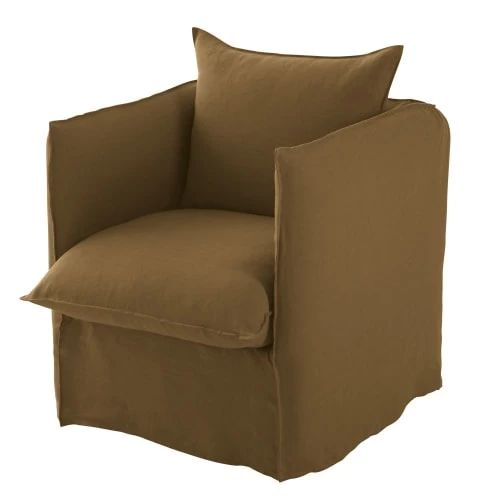 Maisons Du Monde Housses De Fauteuil Housse De Fauteuil En Lin Froissé Marron Havane 4 Maisons Du Monde Housses De Fauteuil Housse De Fauteuil En Lin Froissé Marron Havane – Image 2