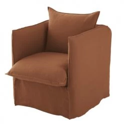 Housses de canapé Soldes -Housses de canapé Soldes housse de fauteuil en lin froisse orange de sienne 1000 3 27 221632 2