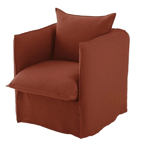 Maisons Du Monde Housses De Fauteuil Housse De Fauteuil En Lin Froissé Terracotta 4 Maisons Du Monde Housses De Fauteuil Housse De Fauteuil En Lin Froissé Terracotta – Image 2