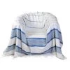 Fouta Futée Housses De Fauteuil Jeté De Fauteuil 100% Coton Blanc Rayures Bleu 200 X 200 -Housses de canapé Soldes jete de fauteuil 100 coton blanc rayures bleu 200 x 200