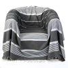 Fouta Futée Housses De Fauteuil Jeté Fauteuil Coton Anthracite Rayures Blanches 200 X 200 -Housses de canapé Soldes jete fauteuil coton anthracite rayures blanches 200 x 200 1